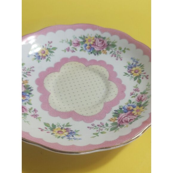 Royal Albert Pink Prudence teacup & saucer, Crown China mark, Hampton shape 1930 - Picture 11 of 12